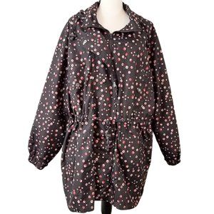 WOMAN WITHIN Black & Red Hooded Zip Coat Jacket Women's 2X 26/28